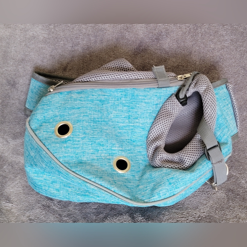 PetAmi Tiffany Blue and Gray Pet Dog Cat Sling Carrier NWOT Sz Small Up To 5lbs - Picture 3 of 14